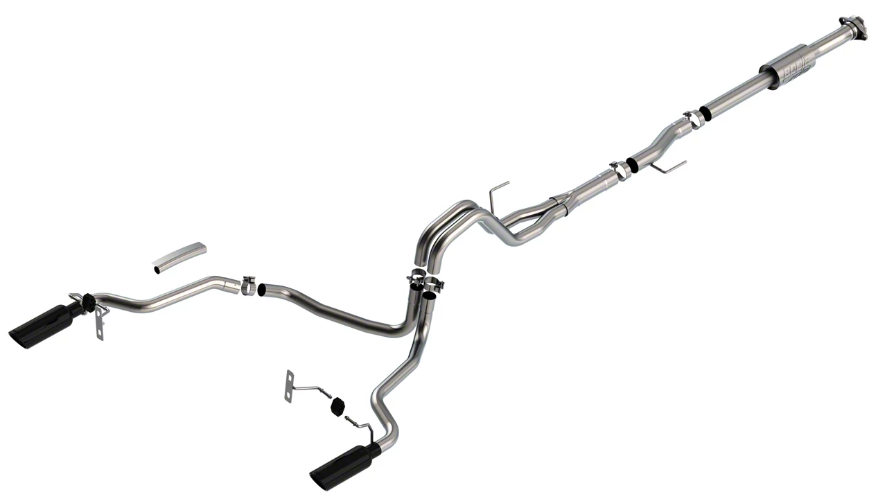 Borla ATAK Dual Exhaust System with Black Chrome Tips; Rear Exit (21-26 3.5L EcoBoost F-150 w/o Factory Dual Exhaust)