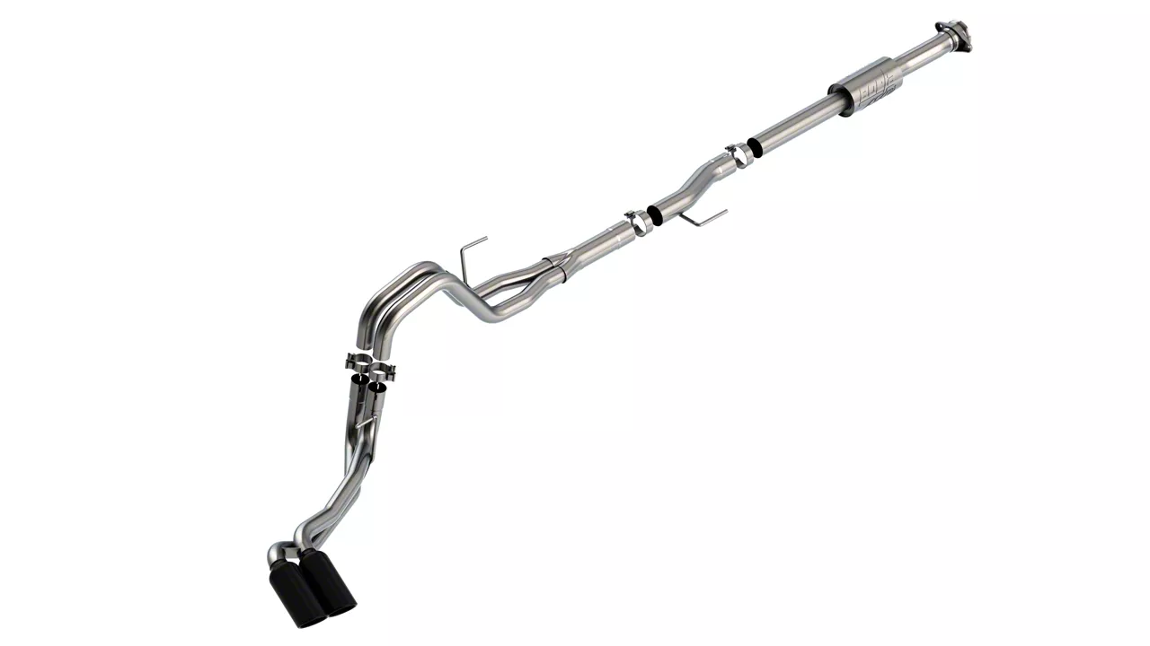 Borla ATAK Dual Exhaust System with Black Chrome Tips; Same Side Exit (21-26 3.5L EcoBoost F-150 w/o Factory Dual Exhaust)