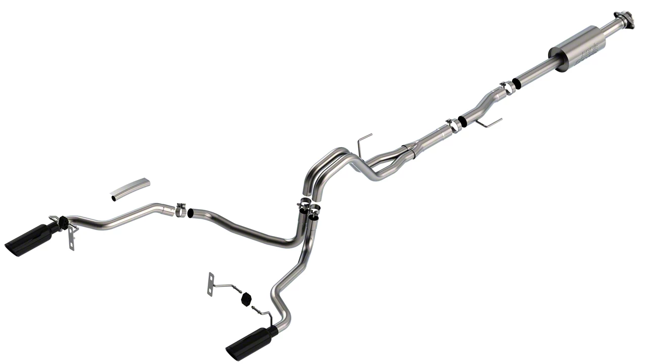 Borla S-Type Dual Exhaust System with Black Chrome Tips; Rear Exit (21-26 3.5L EcoBoost F-150 w/o Factory Dual Exhaust)