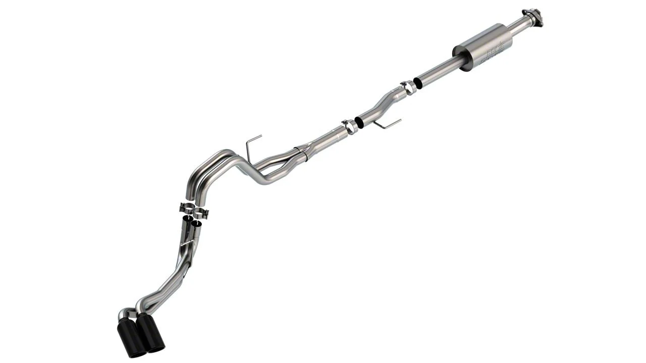 Borla S-Type Dual Exhaust System with Black Chrome Tips; Same Side Exit (21-26 3.5L EcoBoost F-150 w/o Factory Dual Exhaust)