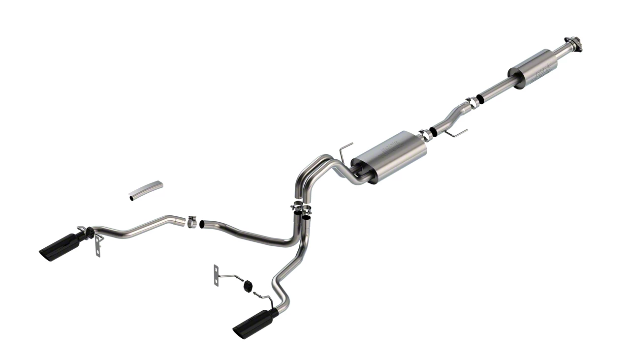 Borla Touring Dual Exhaust System with Black Chrome Tips; Rear Exit (21-26 3.5L EcoBoost F-150 w/o Factory Dual Exhaust)