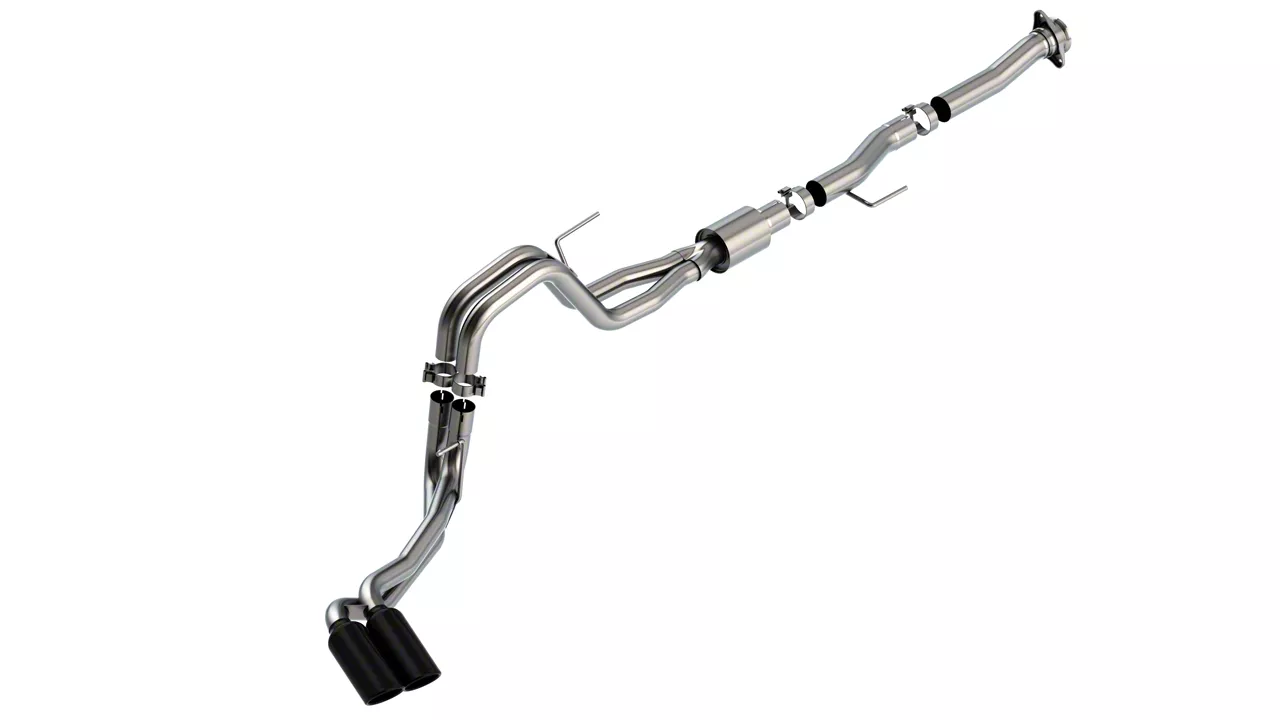 Borla ATAK Dual Exhaust System with Black Chrome Tips; Same Side Exit (21-26 5.0L F-150 w/o Factory Dual Exhaust)