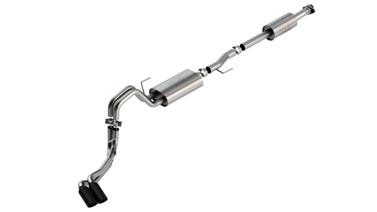 Borla ATAK Dual Exhaust System with Black Chrome Tips; Same Side Exit (21-26 3.3L F-150)