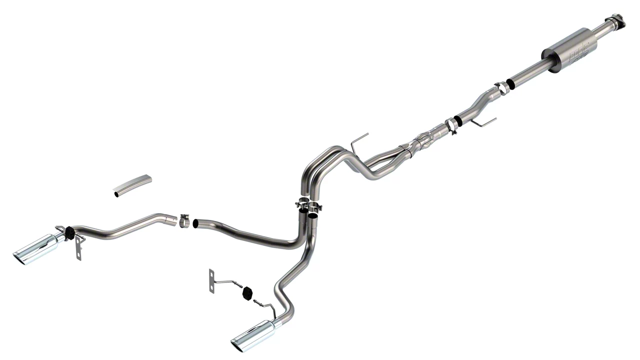 Borla ATAK Dual Exhaust System with Chrome Tips; Rear Exit (21-26 5.0L F-150 w/o Factory Dual Exhaust)