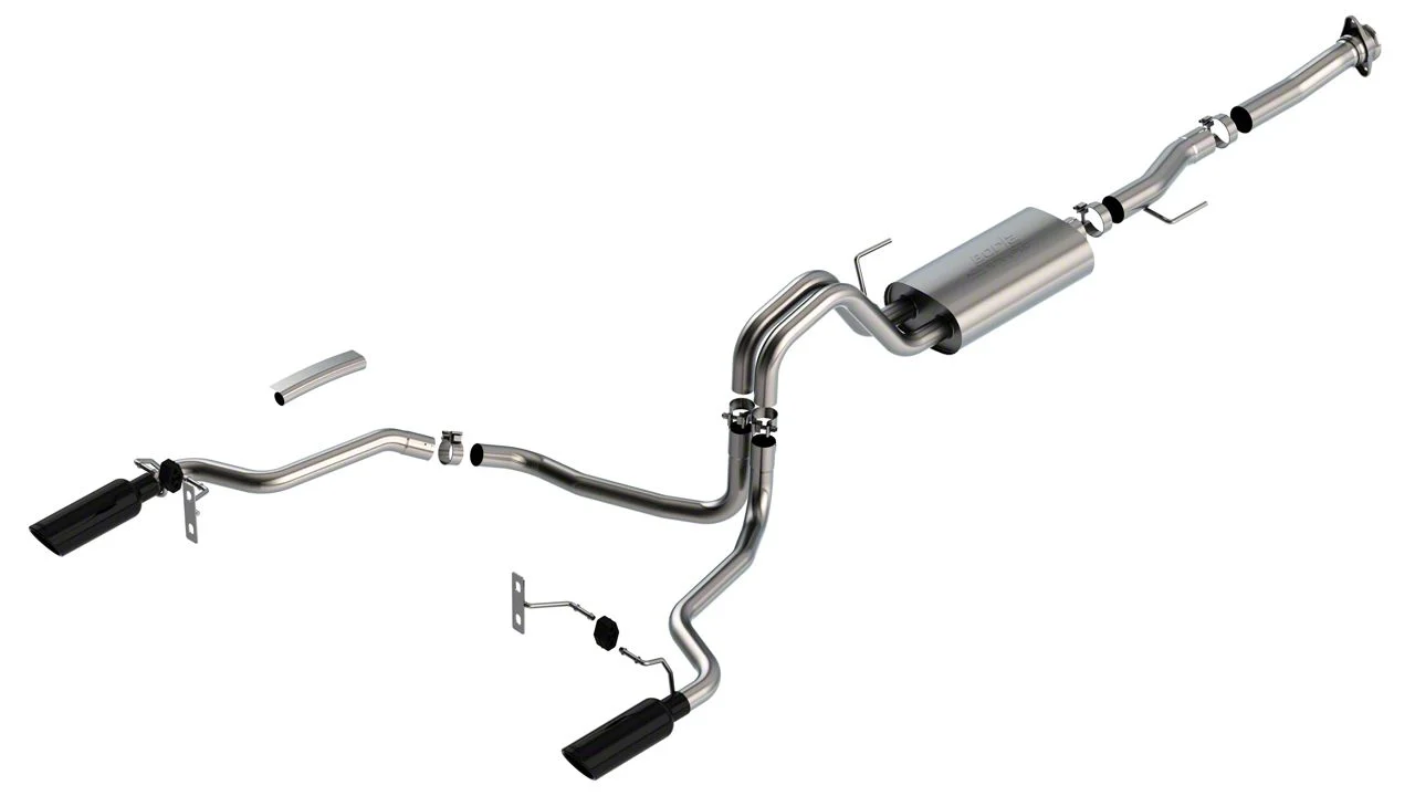 Borla S-Type Dual Exhaust System with Black Chrome Tips; Rear Exit (21-26 5.0L F-150 w/o Factory Dual Exhaust)