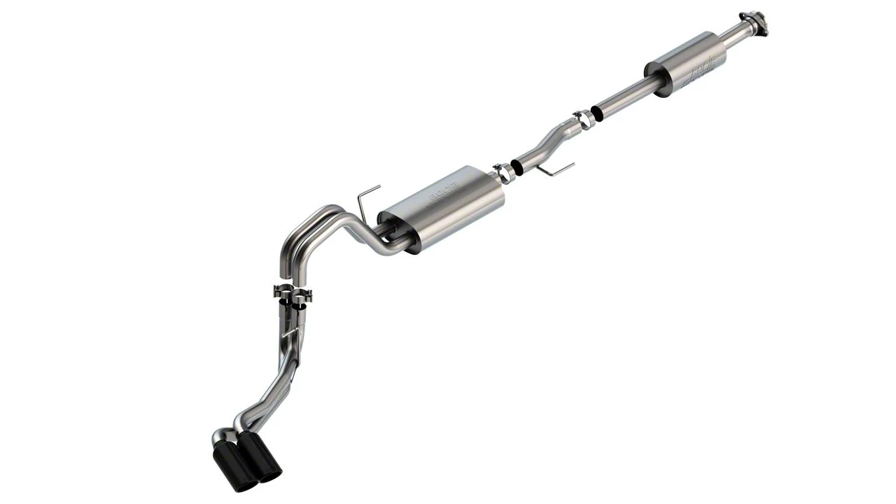 Borla S-Type Dual Exhaust System with Black Chrome Tips; Same Side Exit (21-26 3.3L F-150)