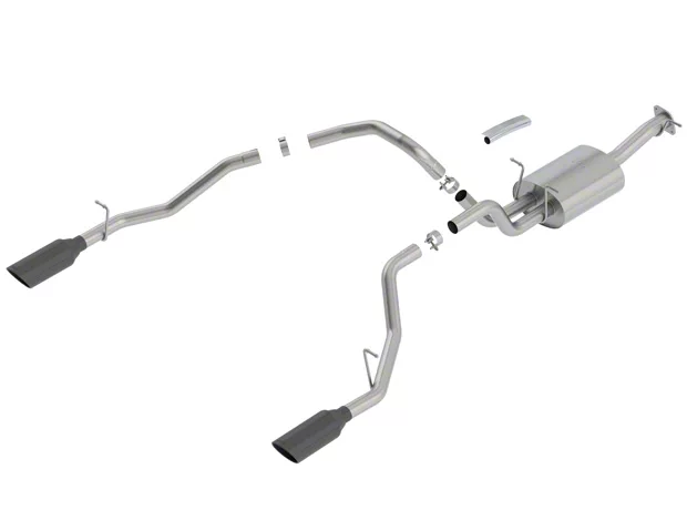 Borla Touring Dual Exhaust System with Black Chrome Tips; Rear Exit (19-24 5.7L RAM 1500)