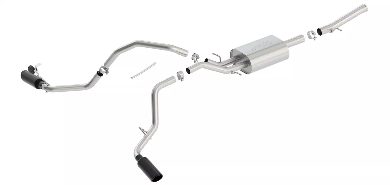 Borla S-Type Dual Exhaust System with Black Chrome Tips; Side Exit (14-18 5.3L Sierra 1500)