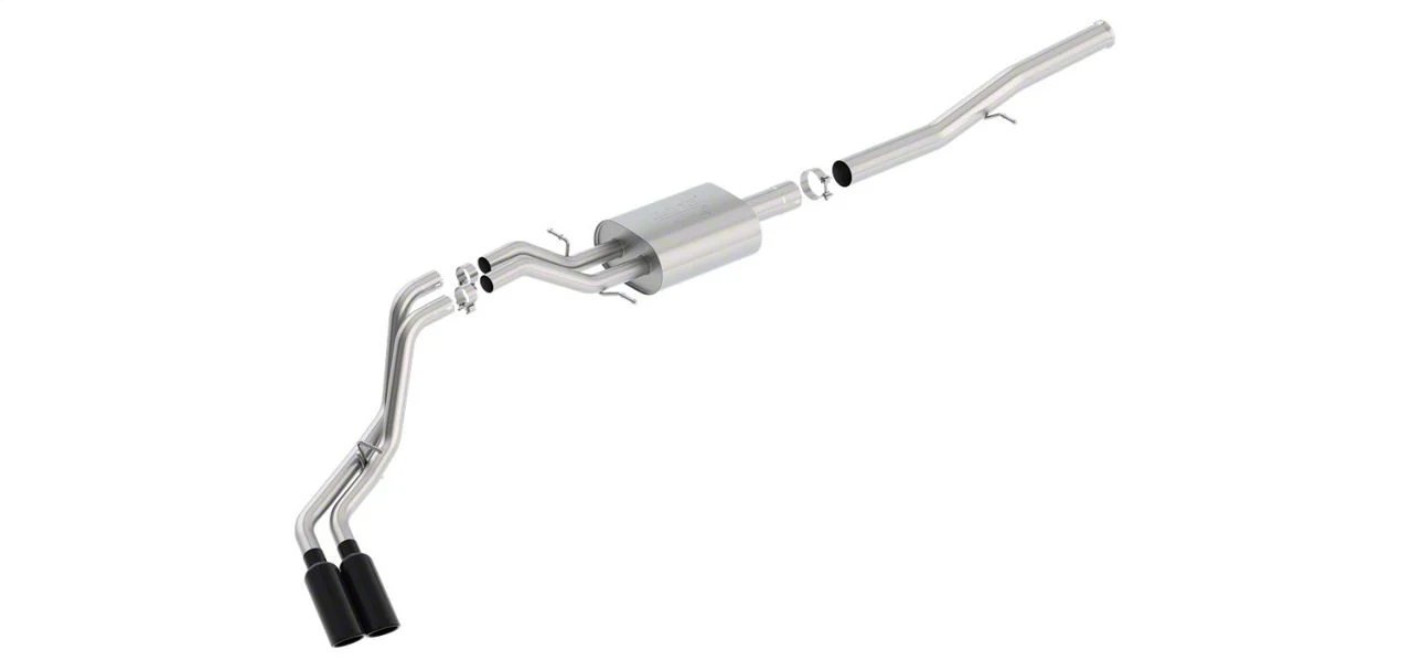 Borla ATAK Dual Exhaust System with Black Chrome Tips; Same Side Exit (14-18 6.2L Silverado 1500)