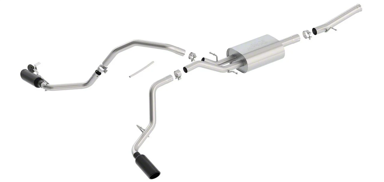 Borla S-Type Dual Exhaust System with Black Chrome Tips; Side Exit (14-18 5.3L Silverado 1500)