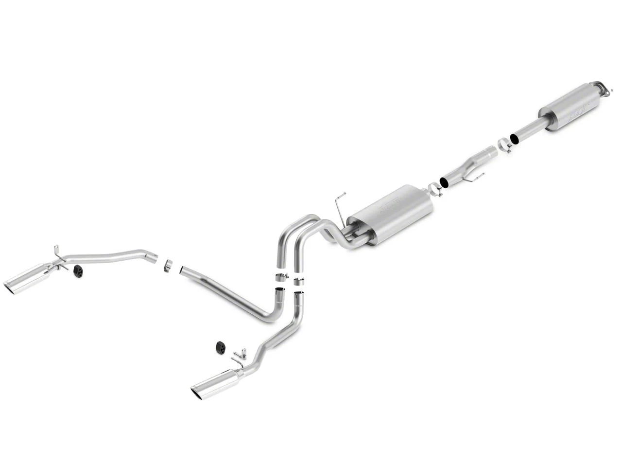 Borla S-Type Dual Exhaust System with Polished Tips; Rear Exit (11-14 5.0L F-150)