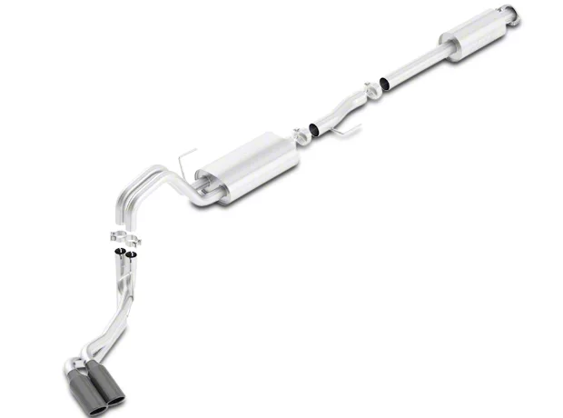 Borla S-Type Dual Exhaust System with Black Chrome Tips; Same Side Exit (15-20 2.7L EcoBoost F-150)