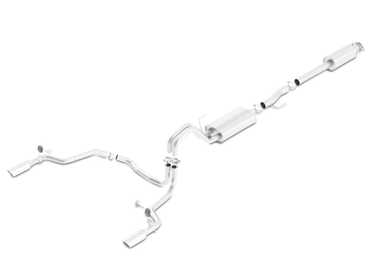 Borla S-Type Dual Exhaust System with Polished Tips; Rear Exit (15-20 2.7L EcoBoost F-150)