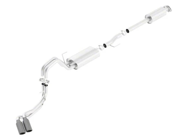 Borla Touring Dual Exhaust System with Black Chrome Tips; Same Side Exit (15-20 5.0L F-150)