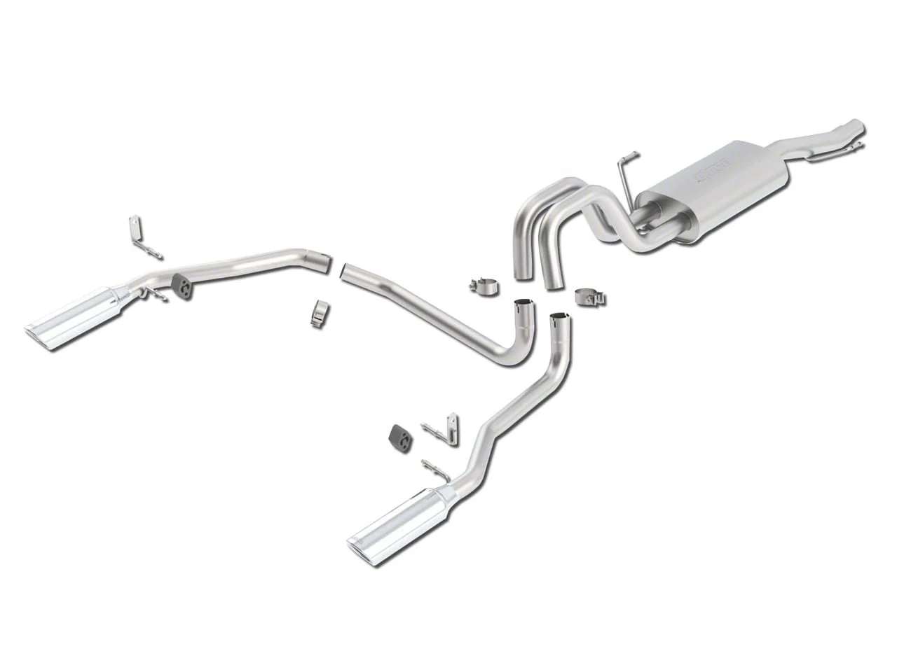 Borla Touring Dual Exhaust System with Polished Tips; Rear Exit (04-08 4.6L F-150)