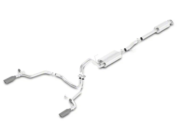 Borla Touring Dual Exhaust System with Black Chrome Tips; Rear Exit (15-20 2.7L EcoBoost F-150)