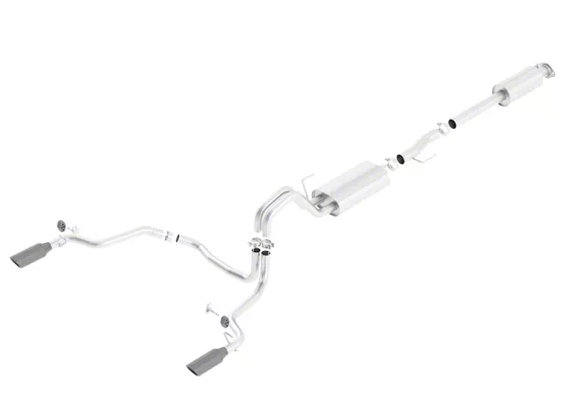 Borla Touring Dual Exhaust System with Black Chrome Tips; Rear Exit (15-20 5.0L F-150)