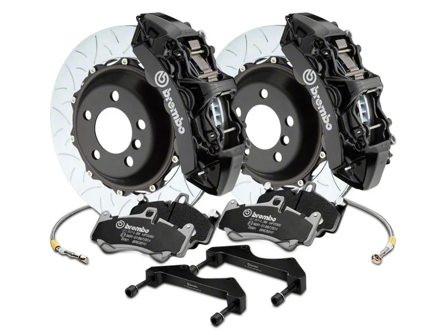 Brembo GT Series 6-Piston Front Big Brake Kit with 15-Inch Type 3 Slotted Rotors; Black Calipers (17-20 F-150 Raptor)