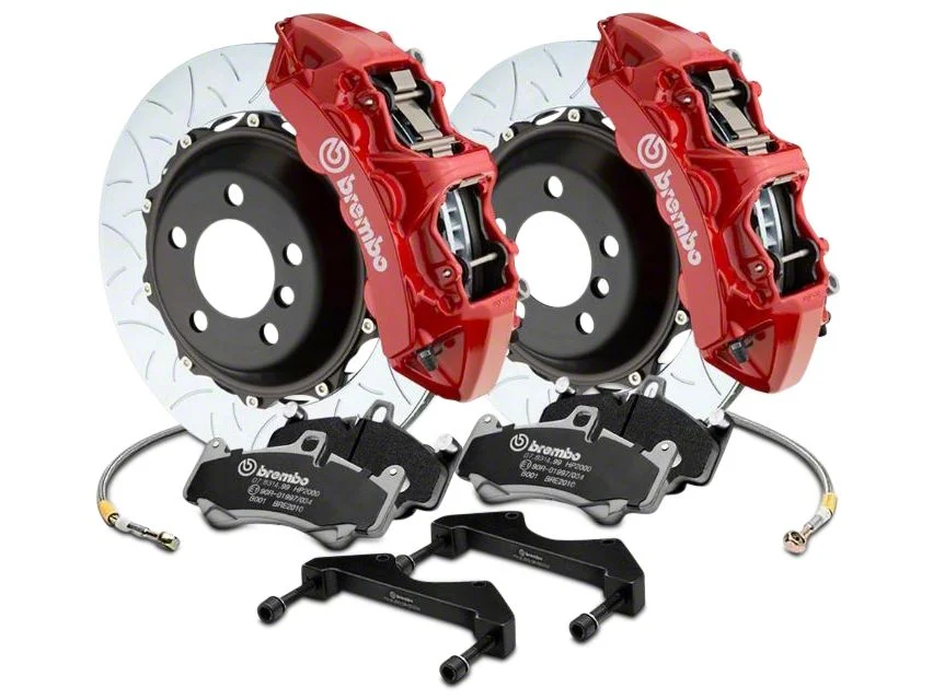 Brembo GT Series 6-Piston Front Big Brake Kit with 15-Inch Type 3 Slotted Rotors; Red Calipers (17-20 F-150 Raptor)