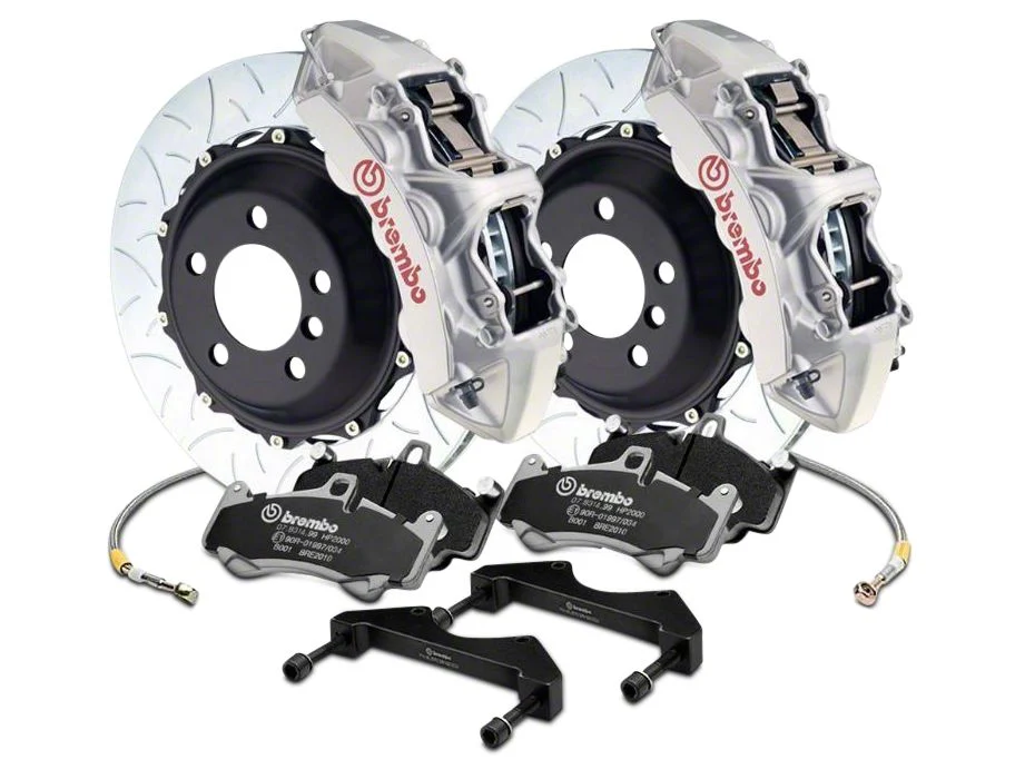 Brembo GT Series 6-Piston Front Big Brake Kit with 15-Inch Type 3 Slotted Rotors; Silver Calipers (17-20 F-150 Raptor)