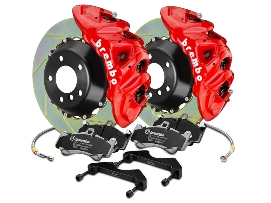Brembo GT Series 8-Piston Front Big Brake Kit with 16.20-Inch Type 1 Slotted Rotors; Red Calipers (17-20 F-150 Raptor)