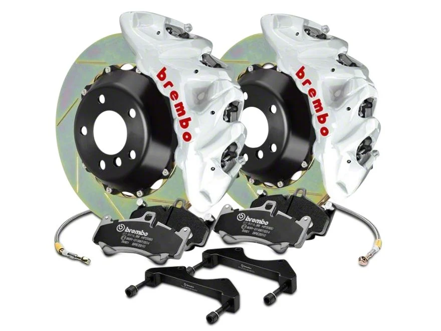 Brembo GT Series 8-Piston Front Big Brake Kit with 16.20-Inch Type 1 Slotted Rotors; White Calipers (17-20 F-150 Raptor)