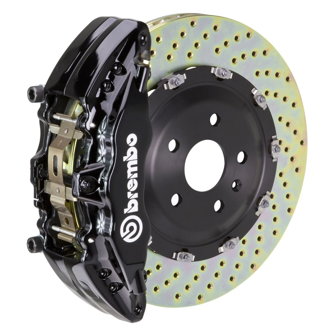 Brembo GT Series 6-Piston Front Big Brake Kit with 2-Piece Cross Drilled Rotors; Black Calipers (00-06 Silverado 1500)