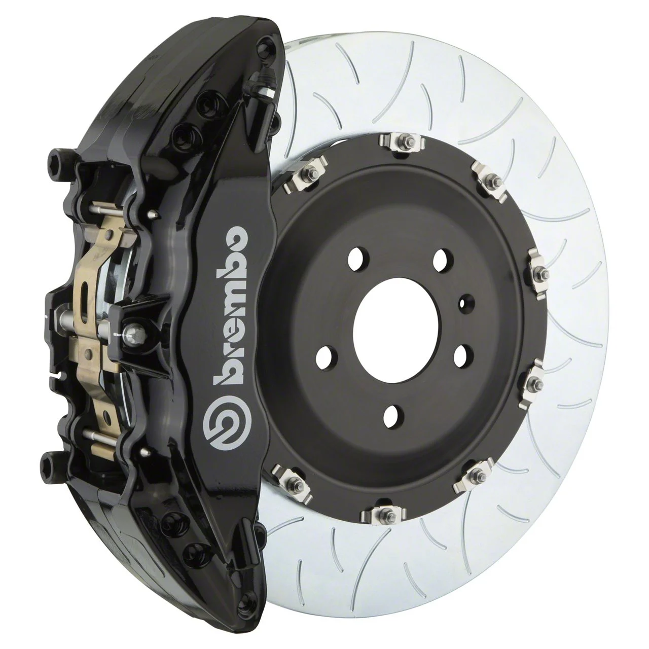 Brembo GT Series 6-Piston Front Big Brake Kit with Type 3 Slotted Rotors; Black Calipers (00-06 Silverado 1500)