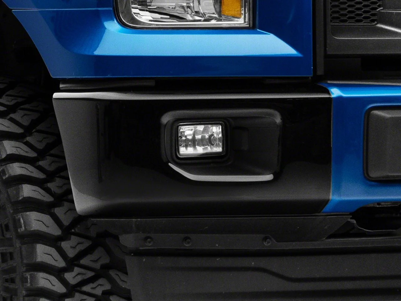 Front Bumper Side Section Cover with Fog Light Cutouts; Gloss Black (15-17 F-150 XL, XLT, Lariat)