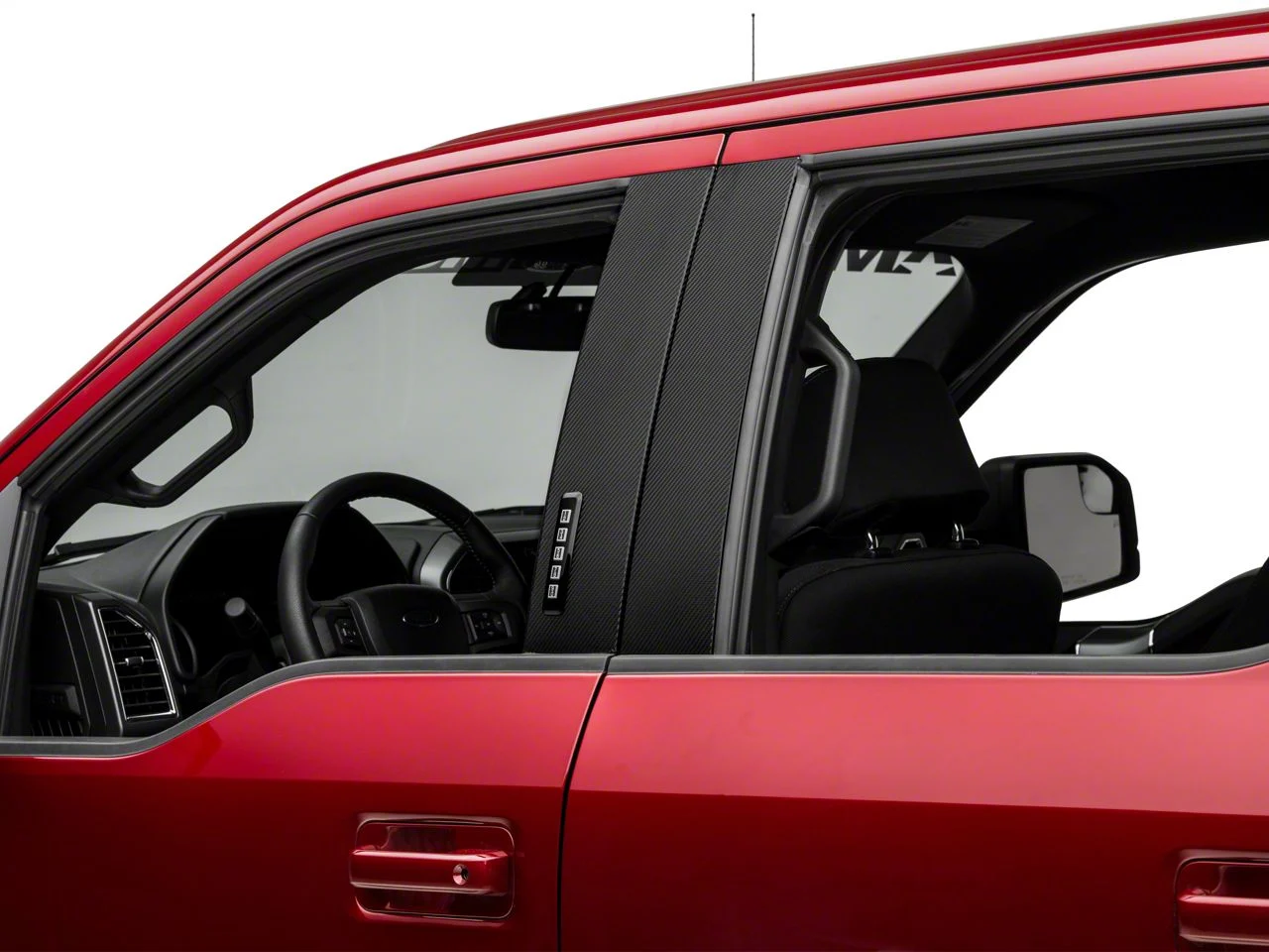 SEC10 Door Pillar Accent Decals; Black Carbon Fiber (15-20 F-150 SuperCab, SuperCrew)