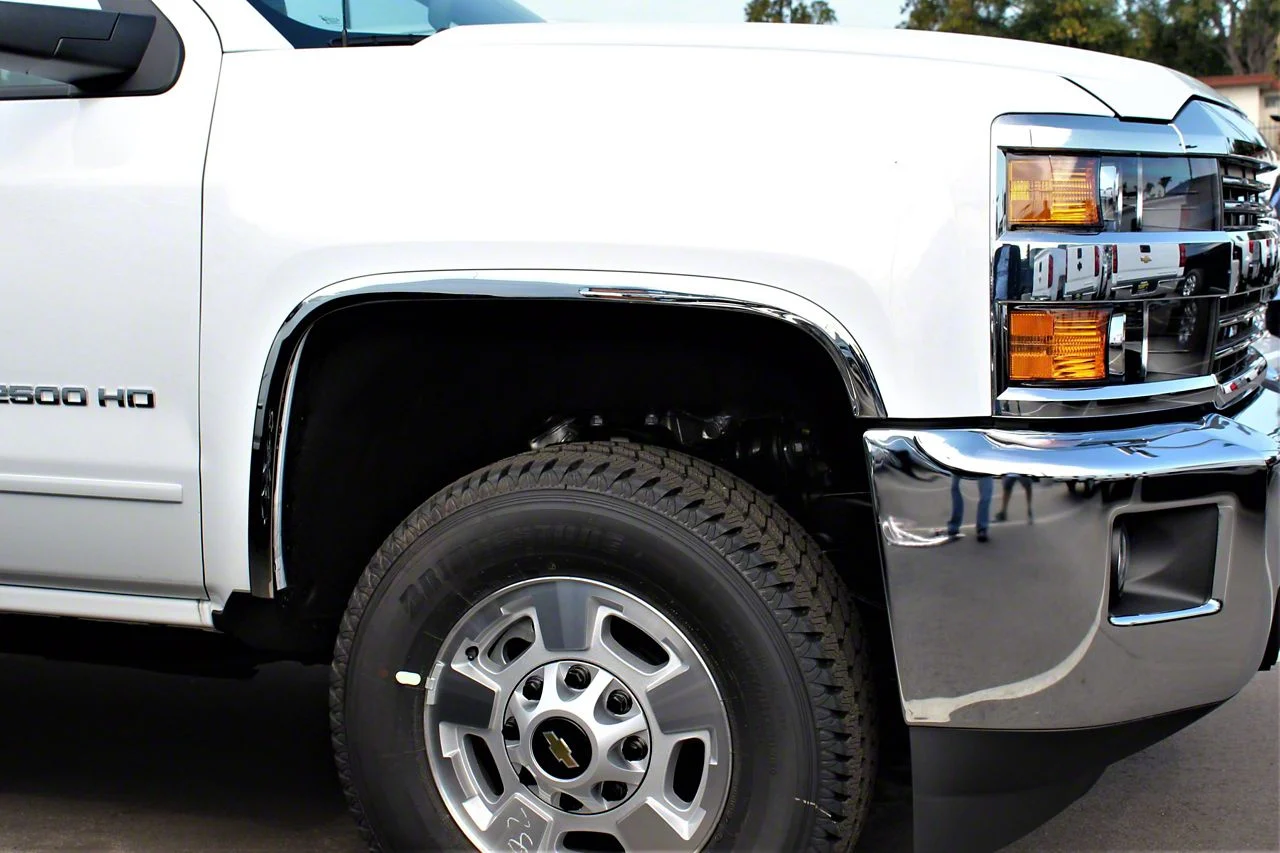 Stainless Steel Fender Trim; Polished (15-19 Silverado 3500 HD SRW)