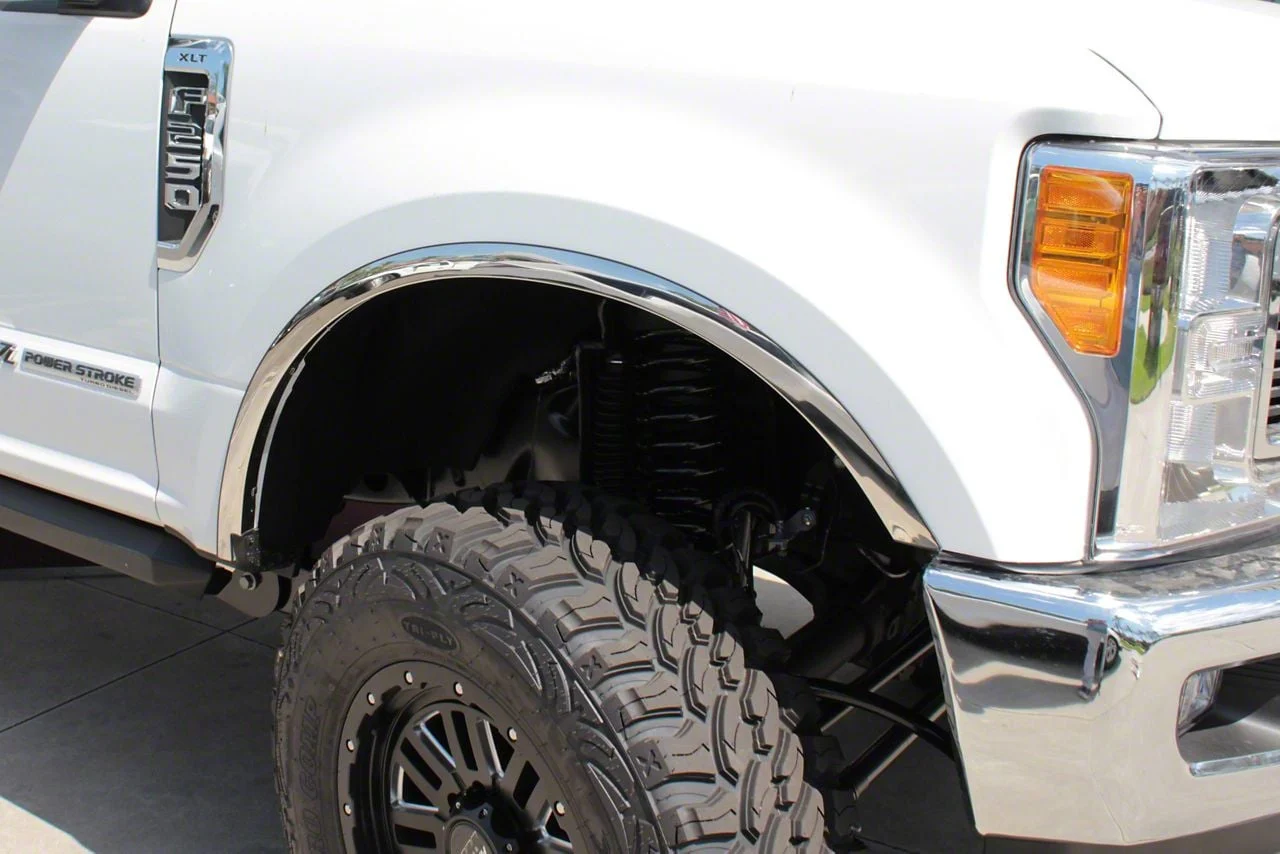 Fender Trim; Polished (17-22 F-250 Super Duty w/o OE Fender Flares)