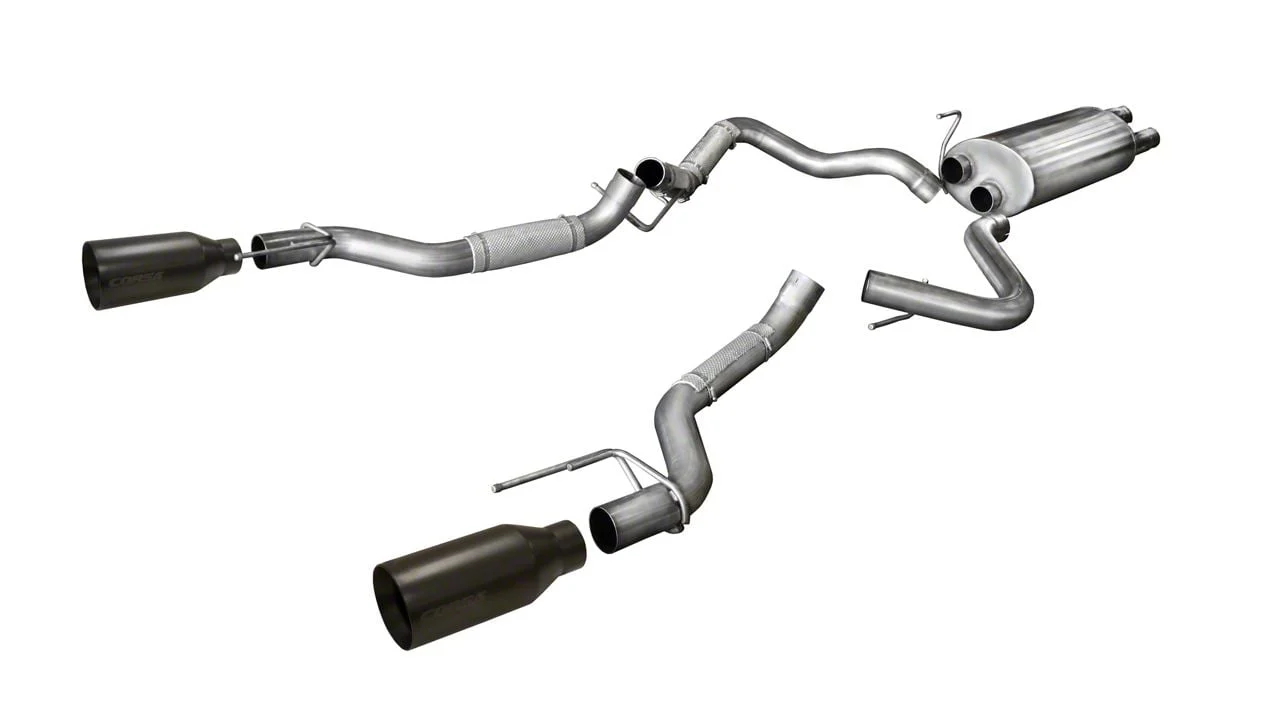 Corsa Performance Sport Dual Exhaust System with Black Tips; Rear Exit (17-20 F-150 Raptor)