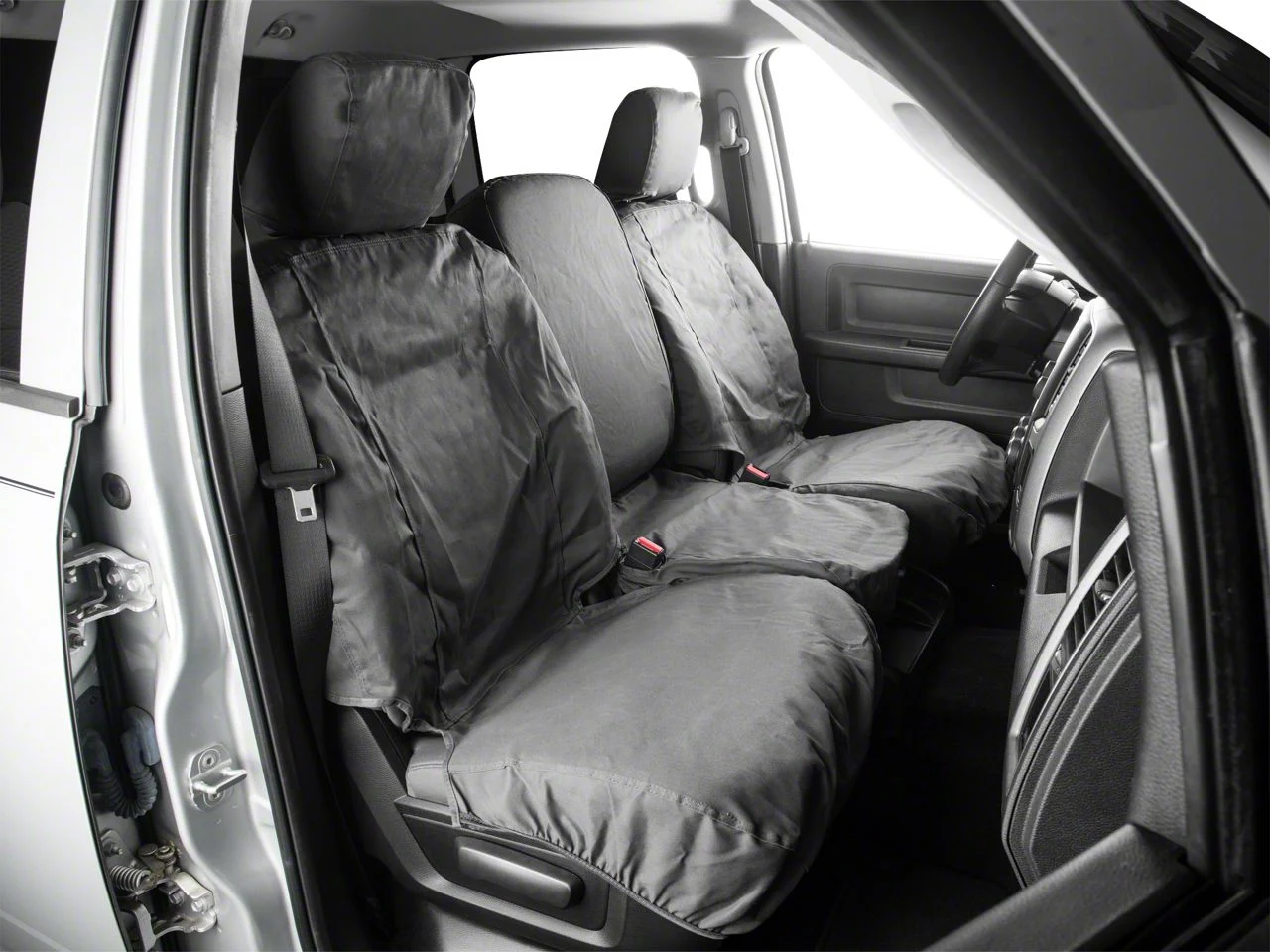 Covercraft Seat Saver Polycotton Custom Front Row Seat Covers; Charcoal (09-18 RAM 1500 w/ Bench Seat)