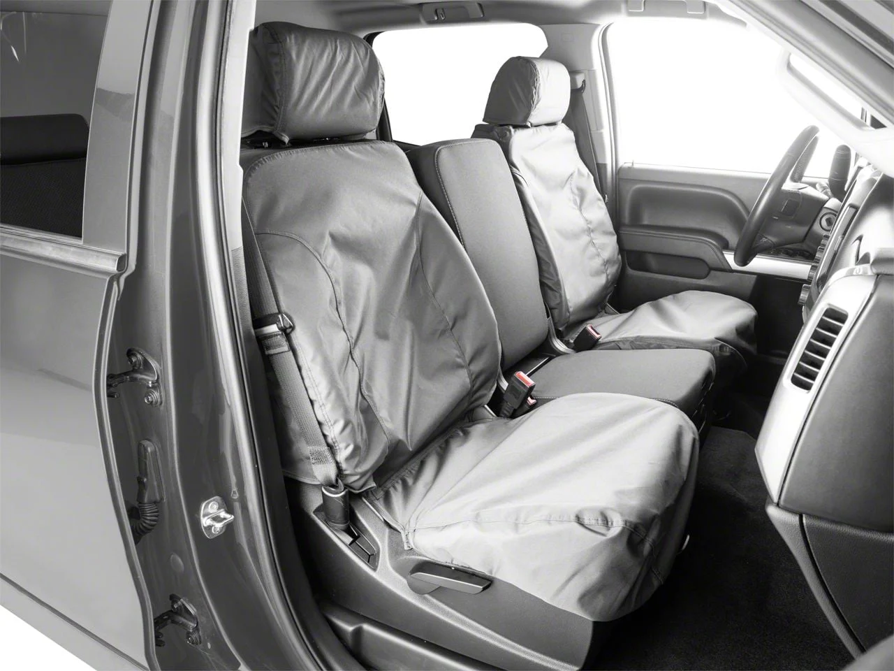 Covercraft Seat Saver Waterproof Polyester Custom Front Row Seat Covers; Gray (07-18 Silverado 1500 w/ Bucket Seats)
