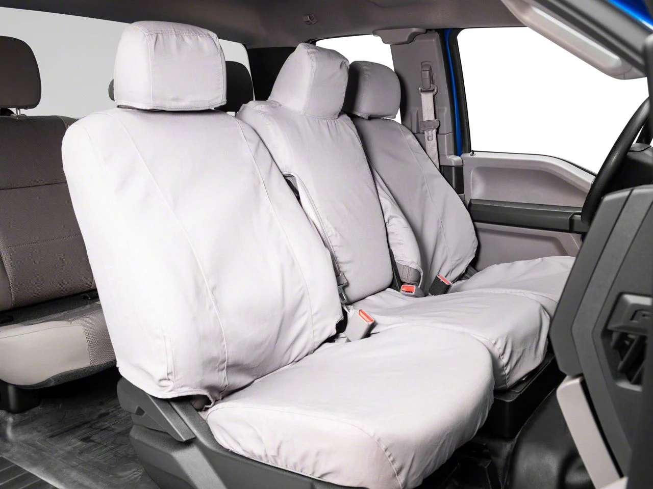 Covercraft Seat Saver Polycotton Custom Front Row Seat Covers; Gray (15-20 F-150 w/ Bench Seat)