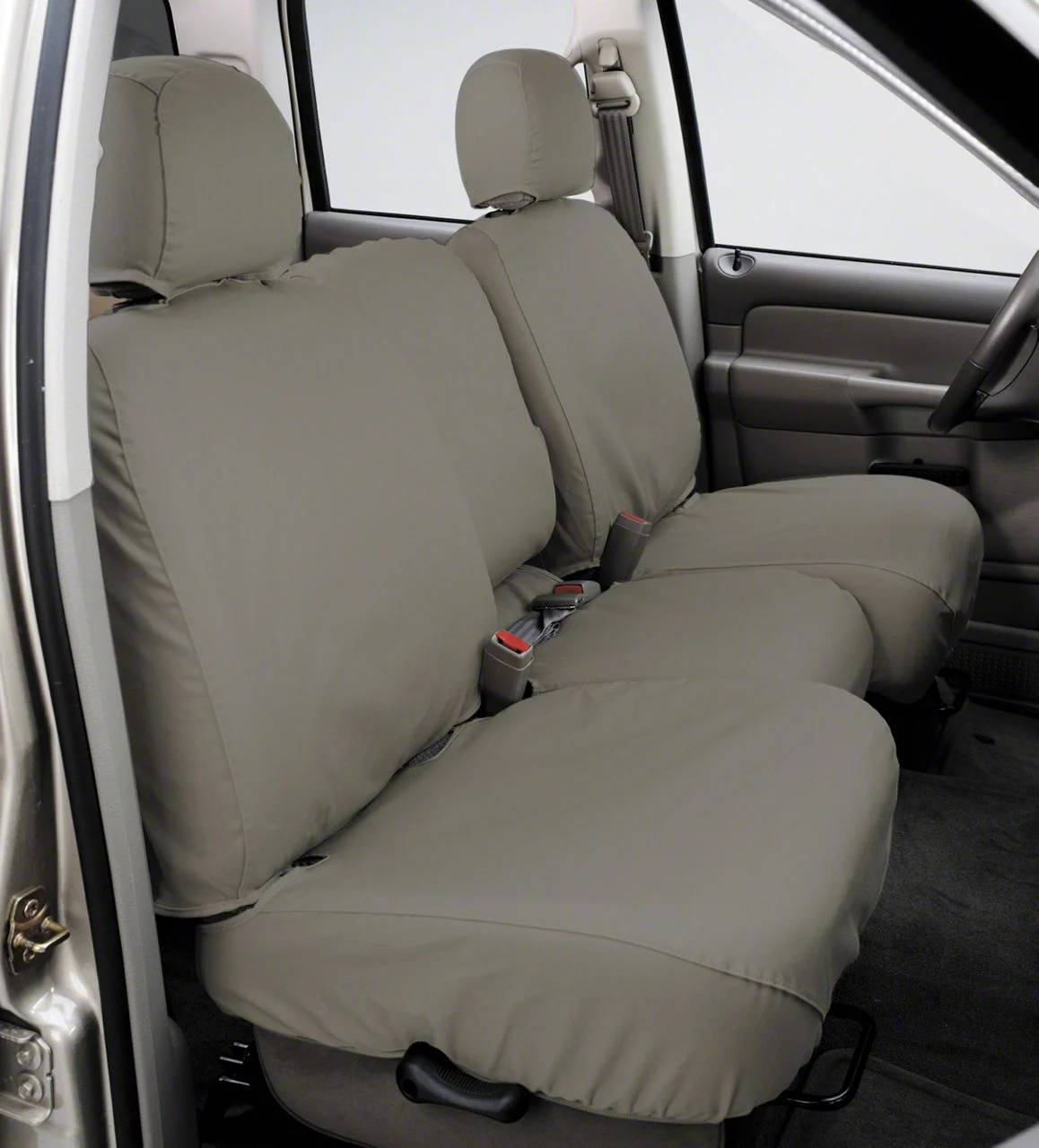 Covercraft Seat Saver Polycotton Custom Front Row Seat Covers; Misty Gray (11-16 F-350 Super Duty w/ Bench Seat)