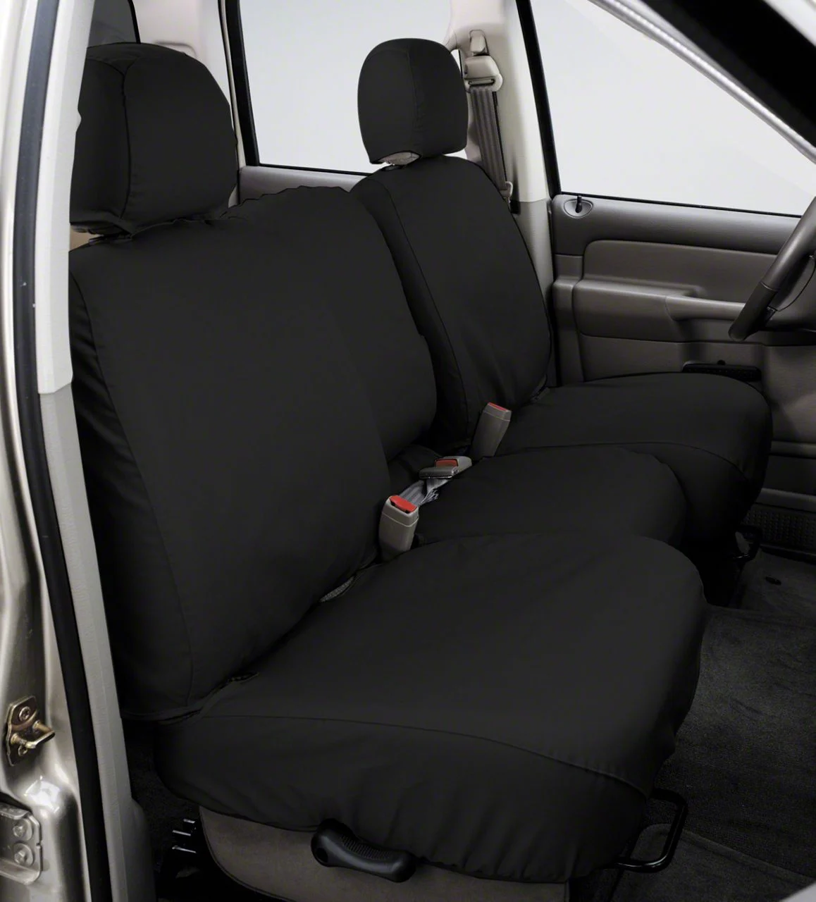 Covercraft Seat Saver Polycotton Custom Second Row Seat Cover; Charcoal (11-16 F-350 Super Duty SuperCrew w/ Fold-Down Armrest)