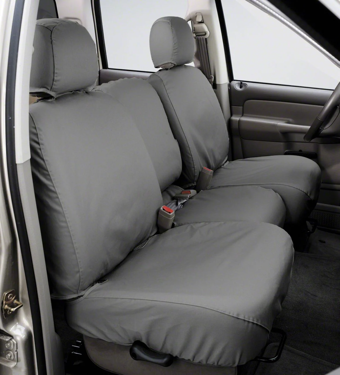 Covercraft Seat Saver Polycotton Custom Second Row Seat Cover; Gray (17-18 F-350 Super Duty SuperCrew w/ Fold-Down Armrest)