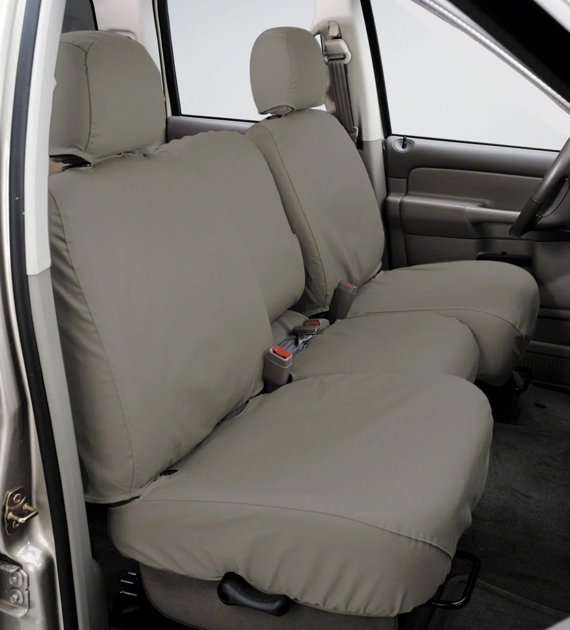 Covercraft Seat Saver Polycotton Custom Second Row Seat Cover; Misty Gray (17-18 F-350 Super Duty SuperCrew w/o Fold-Down Armrest)