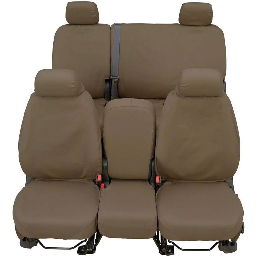 Covercraft Seat Saver Waterproof Polyester Custom Second Row Seat Cover; Taupe (19-26 F-350 Super Duty SuperCrew w/o Fold-Down Armrest)