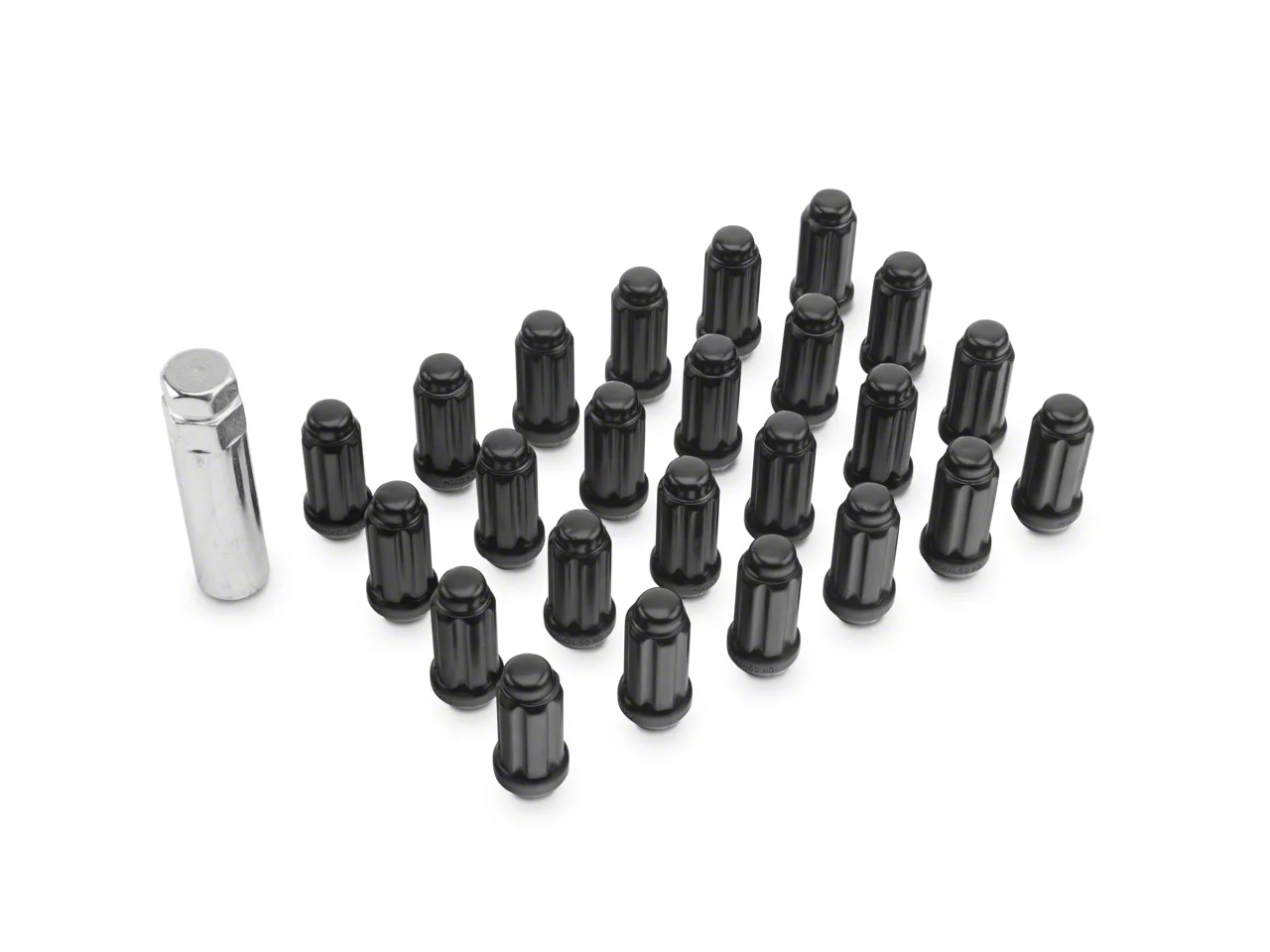 Black 6-Spline Lug Nut Kit; 14mm x 1.5; Set of 24 (19-26 RAM 1500)