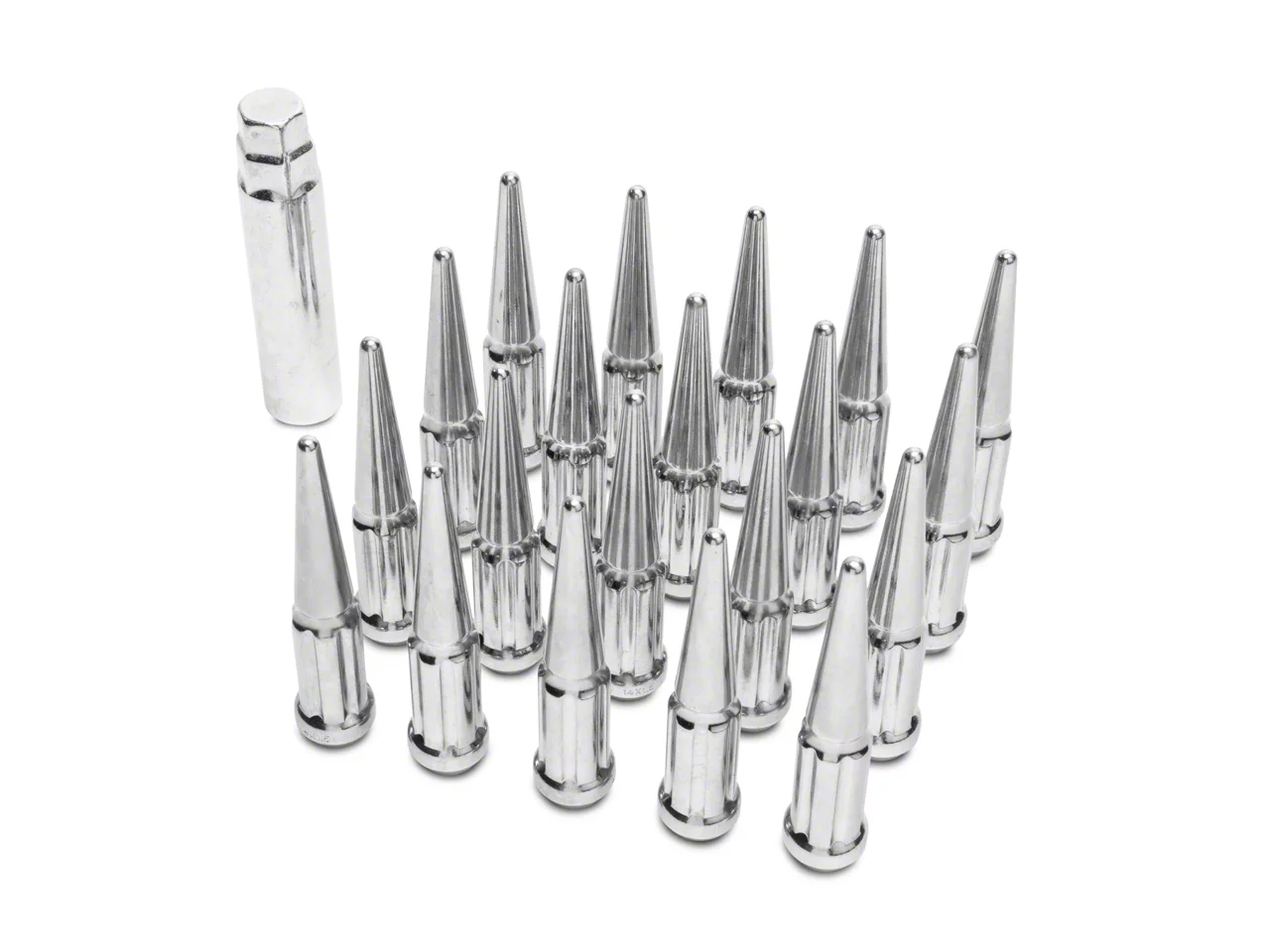 Chrome Spike Lug Nut Kit; 14mm x 2.0; Set of 20 (00-03 F-150)