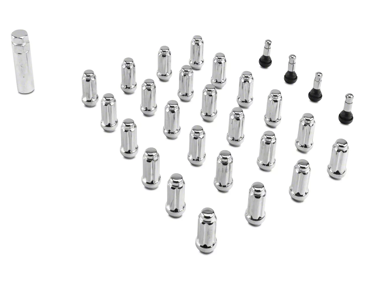 Chrome 6-Spline Lug Nut Kit; 14mm x 1.5; Set of 24 (15-26 F-150)