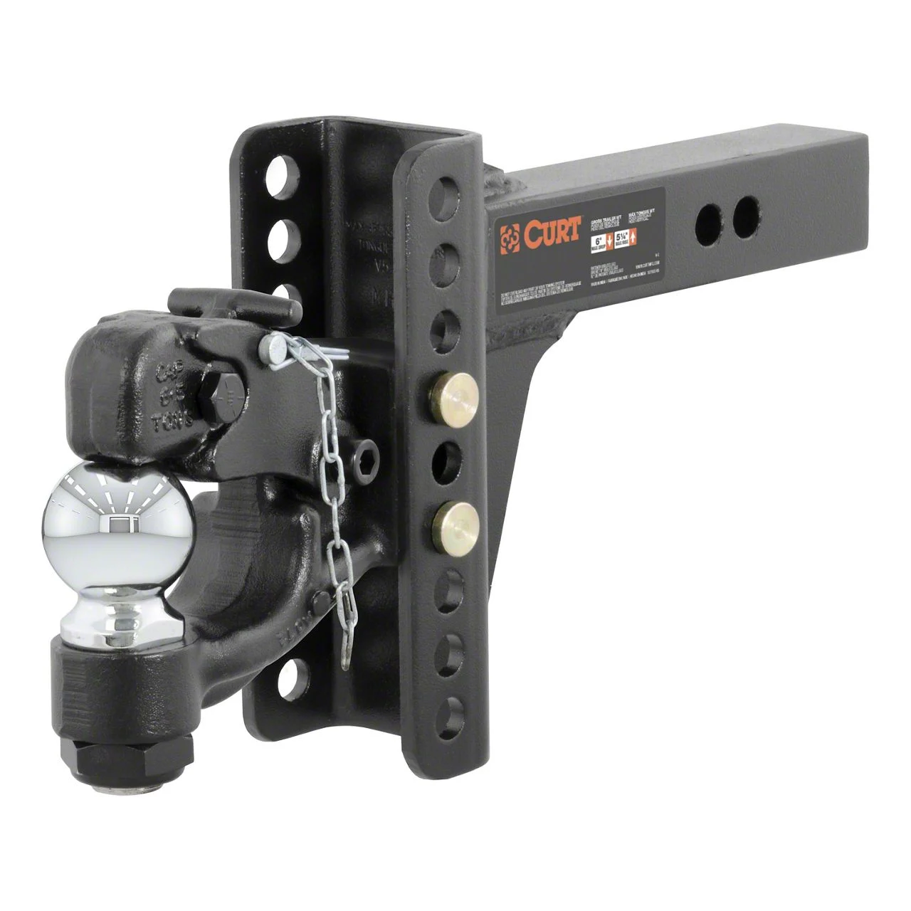 2-Inch Receiver Hitch 13,000 lb. Adjustable Channel Ball Mount with 2-5/16-Inch Ball; 6-Inch Drop (Universal; Some Adaptation May Be Required)