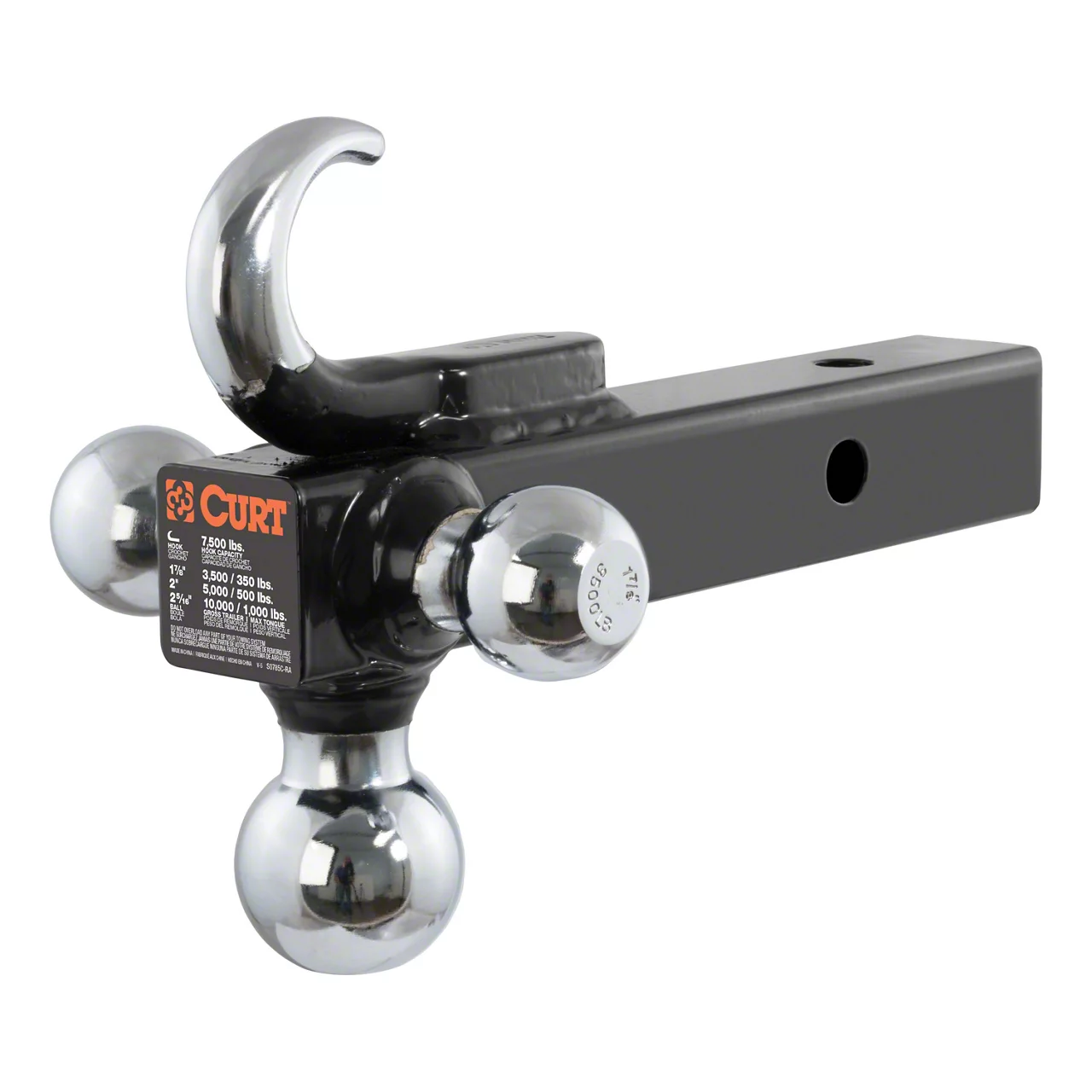 2-Inch Receiver Hitch Multi-Ball Mount with Tow Hook; 0-Inch Drop (Universal; Some Adaptation May Be Required)