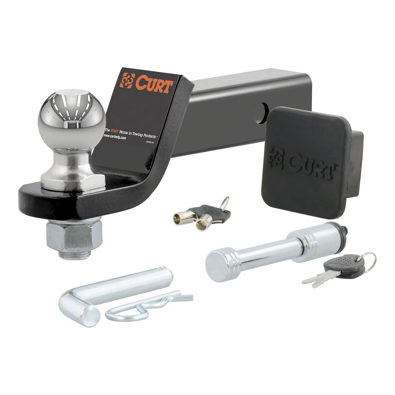 2-Inch Receiver Hitch Towing Starter Kit with 2-Inch Ball; 2-Inch Drop (Universal; Some Adaptation May Be Required)
