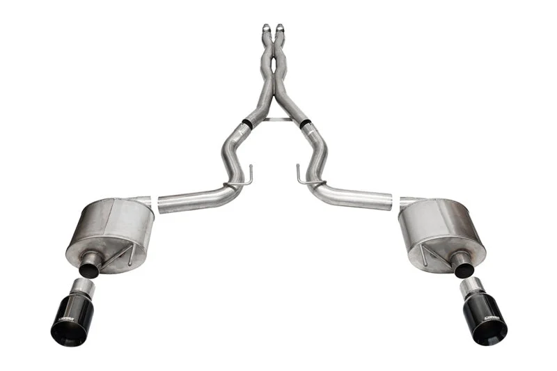 Corsa 24+ Frd Mustang GT- Sport Cat-Back Ex.Sys 3.0in Dual Rear Exit w/4.5in Blk PVD StraightCut Tip