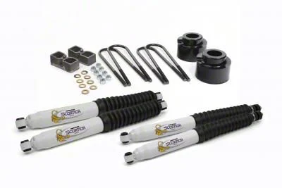 Daystar Suspension Lift Kit; Black; 2.50-Inch Front Lift; Includes 2-Inch Rear Lift Blocks, U-Bolts, Front and Rear Scorpion Shock Absorbers; For Vehicles with Dana 60 (11-18 4WD F-350 Super Duty)