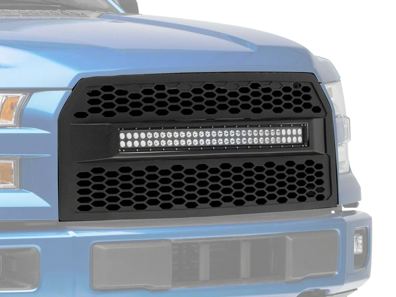 Deegan 38 by Mammoth Upper Replacement Grille with KC 30-Inch Curved LED Light Bar (15-17 F-150, Excluding Raptor)